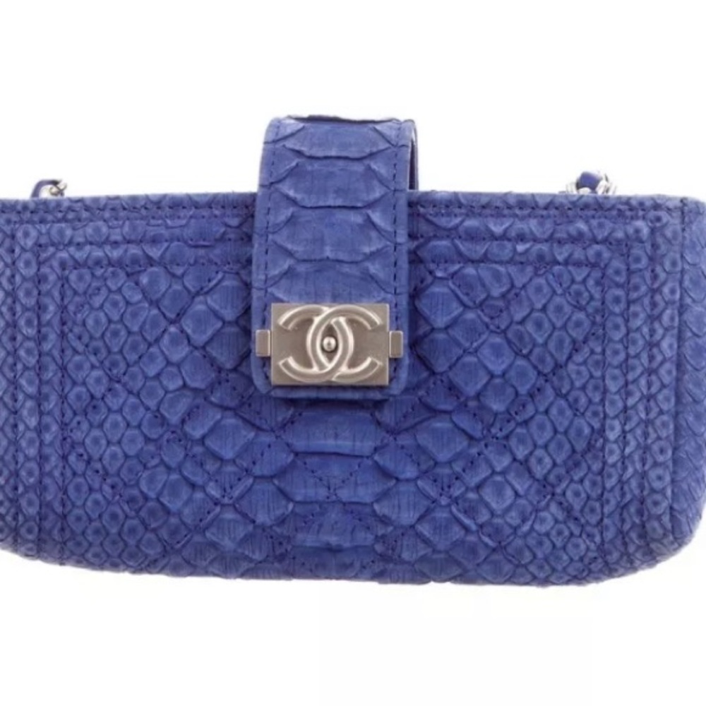 Chanel mini blue python O-phone crossbody